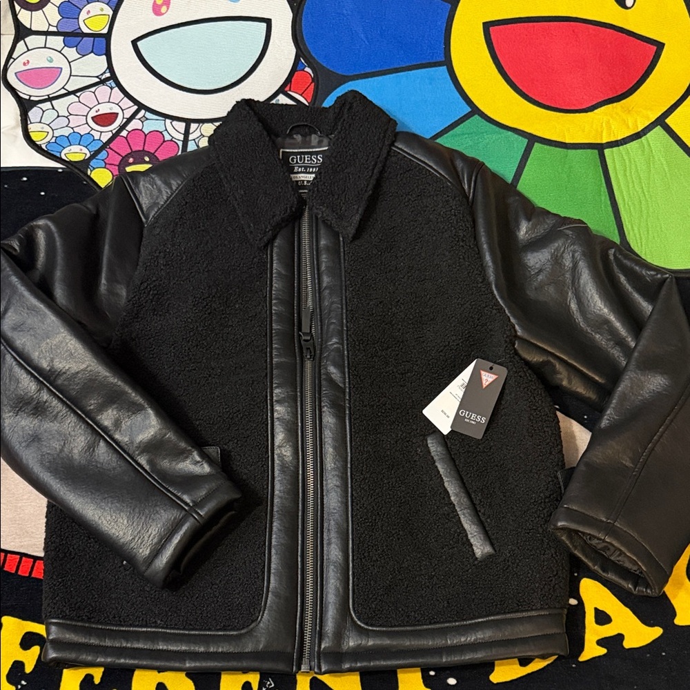 GUESS
Men's Faux-Leather Fleece-Trimmed Jacket - Picture 4 of 16